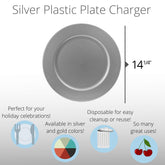 14.25 In. Rigid Silver Plastic Charger | 4 Count